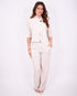 Linnen split blazer set beige