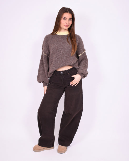 Cozy knit brown/yellow