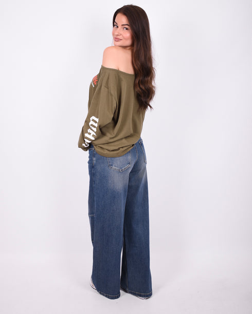 Off shoulder Longsleeve khaki