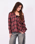 Checkered rhinestone flannel Bordeaux