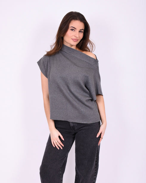 Off shoulder knit top grey