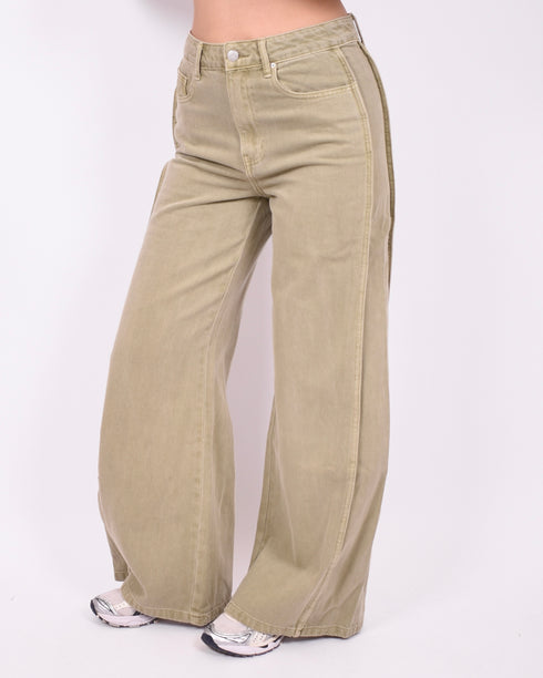 Didi Wide leg jeans matcha green