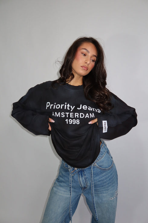 Priority Destroyed Amsterdam longsleeve washed black