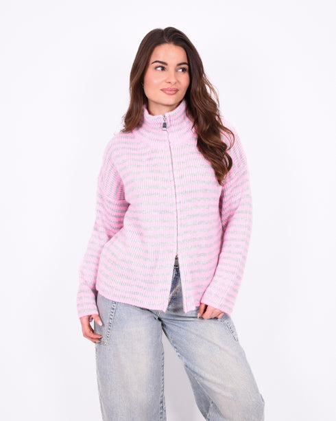 Striped knit vest pink/grey