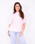 fluffy short sleeve sweater pink