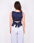 Polkadot open back top navy