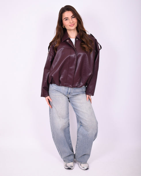 Puffy Leather jacket Bordeaux