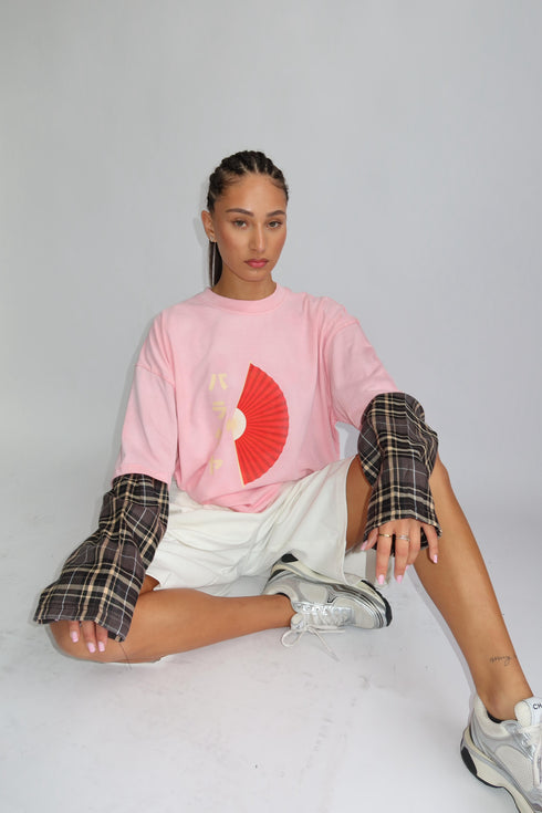 priority x Tokyo checked longsleeve pink
