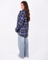 Checkered rhinestone blouse navy