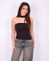 Choker bandeau top dark brown