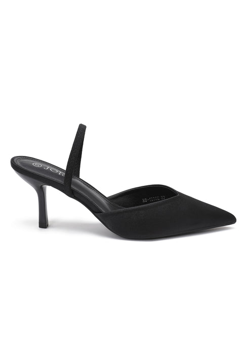 Satin heels black
