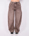 brown washed barrel cargo stretch jeans