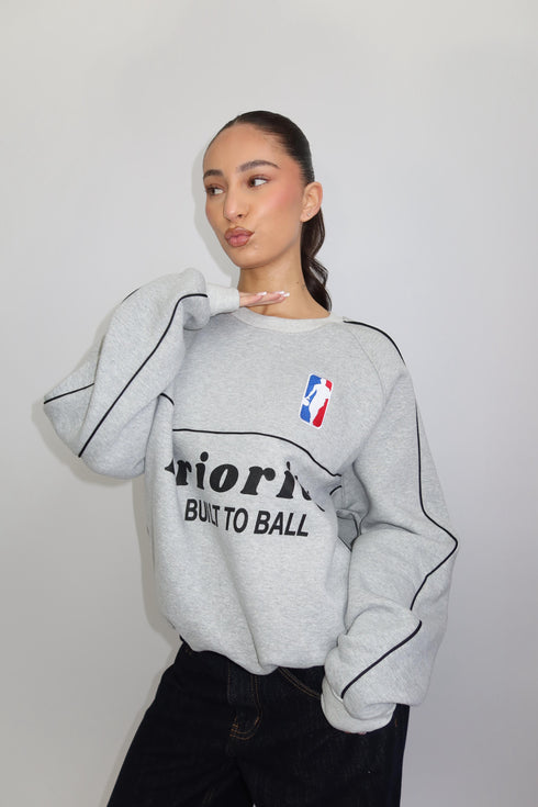 priority built to ball sweater grey
