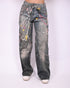 chain wide leg stretch jeans