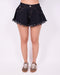 Frayed denim short dark blue