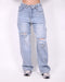 Ripped Foldover baggy stretch jeans