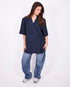 Medium blue barrel stretch jeans