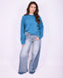 Patch tall wide leg jeans blue
