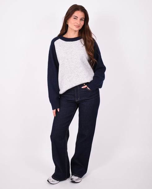 Raglan knit sweater navy