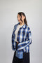 priority checkered rhinestone blouse blue