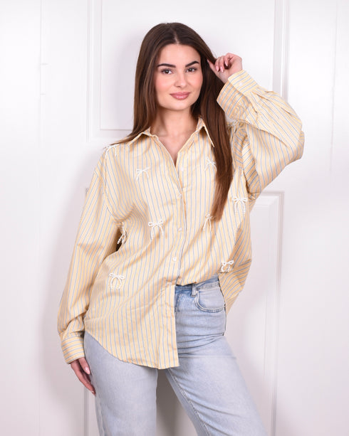 Striped bow blouse yellow