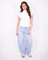 Lined barrel stretch jeans