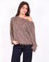 Fluffy one shoulder top taupe