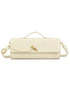 Gevlochten pu clutch crème