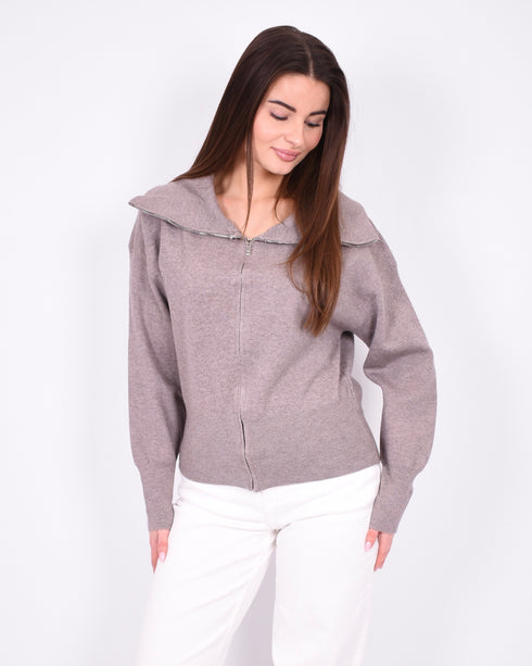 Zip Cardigan taupe