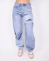 ripped balloon stretch jeans