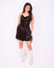 sequin ruffle dress brown