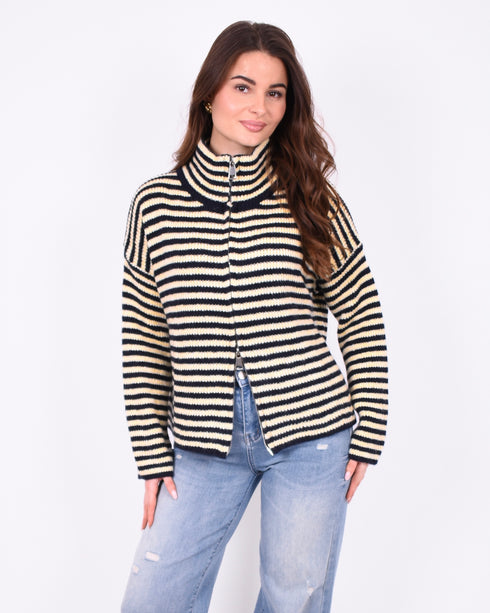 Striped knit vest navy/yellow