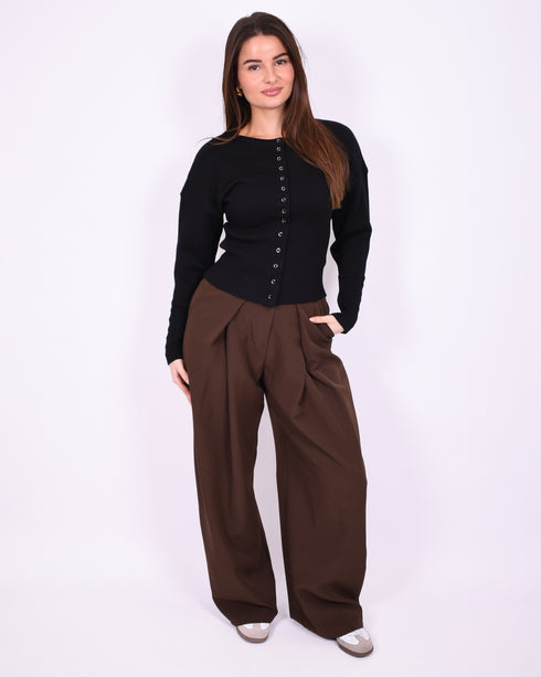 Pleated pantalon Brown