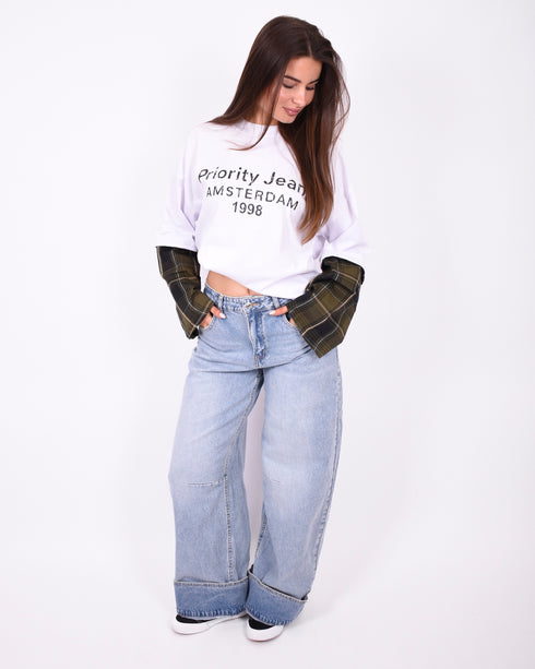 folded studs jeans