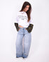 folded studs jeans
