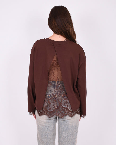 Lace split longsleeve brown
