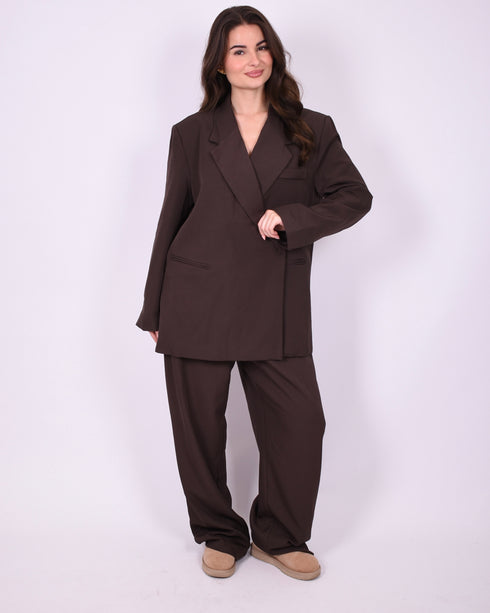 bibi boxy fit blazer brown