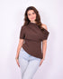 off shoulder draped top brown
