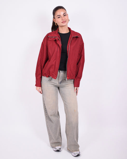 Checkered windjacket red