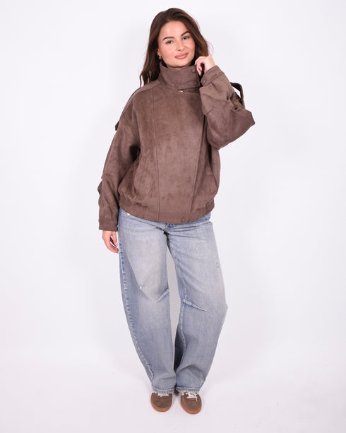 suede bomber jacket brown