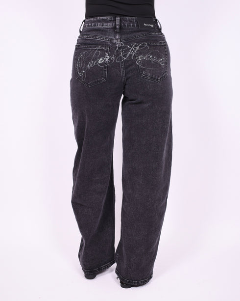 Barrel strass stretch jeans grey