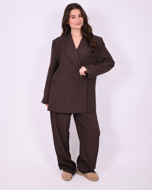 bibi boxy fit blazer brown