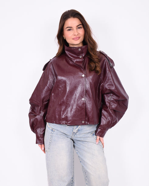 statement leather jacket bordeaux