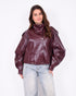 statement leather jacket bordeaux