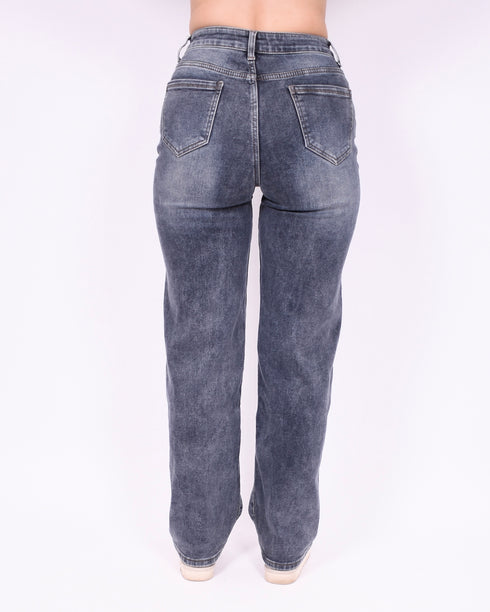 dark blue straight leg stretch jeans