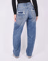 bum denim patch stretch jeans
