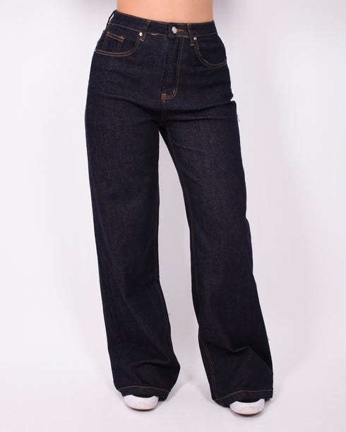 wide leg stretch jeans dark blue