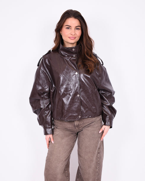 statement leather jacket brown