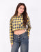 Checkered rhinestone blouse yellow