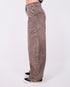 brown washed barrel cargo stretch jeans